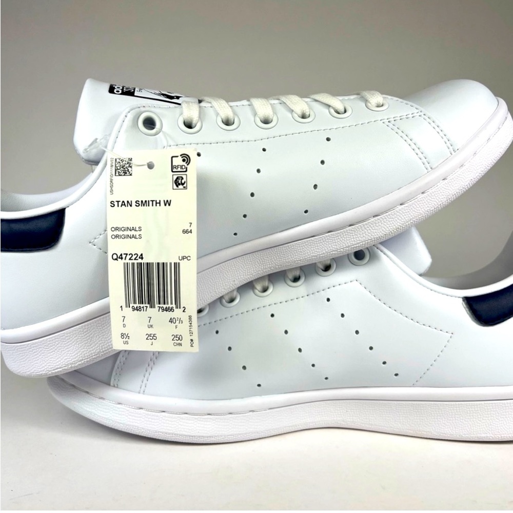 White/Navy Stan Smith Sneakers Size 8.5. New with tags.